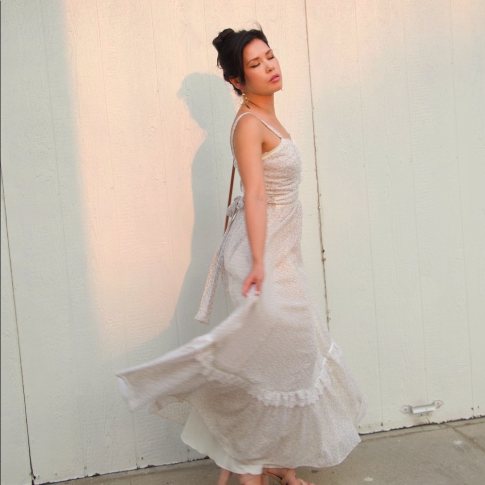 Gunne Sax Ivory Calico Maxi Dress